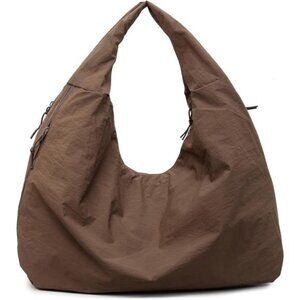 Women Solid Color Slouchy Tote Bag Large Capacity Shoulder Purse Versatile